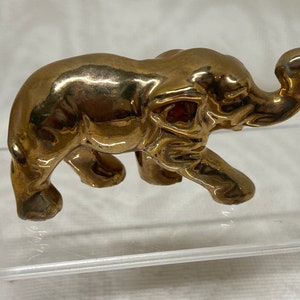 Vintage Ceramic Elephant Figurine Gold Painted