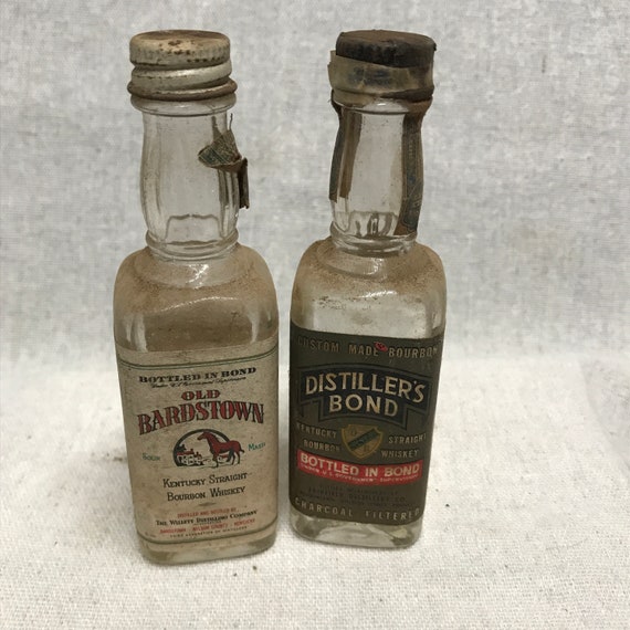 Vintage Miniature Liquor Bottles Clear Bottles With Labels Etsy