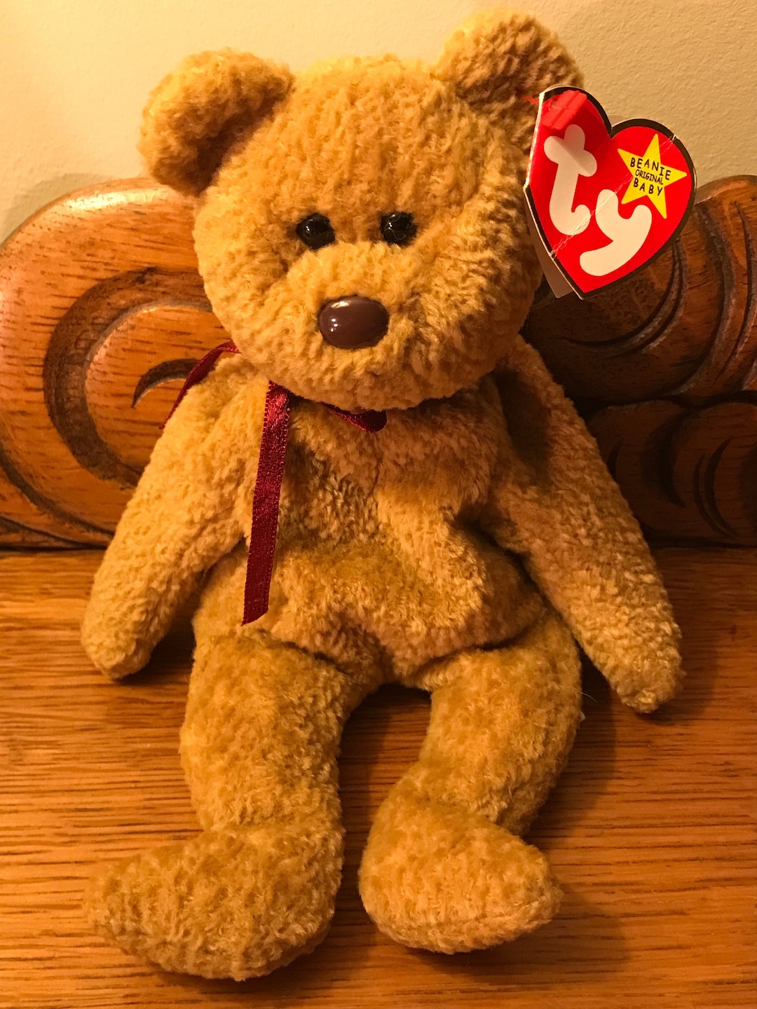 Ty Beanie Baby, CURLY Beanie Baby Bear, 1996, Child Free Home, Great Easter Gift, Toy Bear Gift