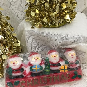 Santa Claus Christmas Candle, Four Little Santa Figure Candles. Vintage Christmas Decoration