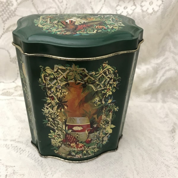 Avon Christmas 1981 Tin, Cute Small Avon Tin, Canister Made in England