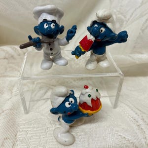 Smurfs Chef Cooking Smurf  Cake Smurf Popsicle Rare Vintage Figure Schleich Peyo