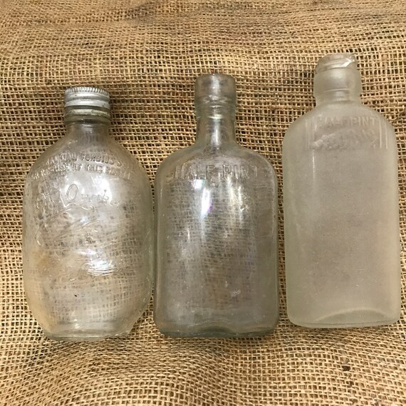 Three Half Pint Bottles Vintage Wine Whiskey Steampunk Etsy