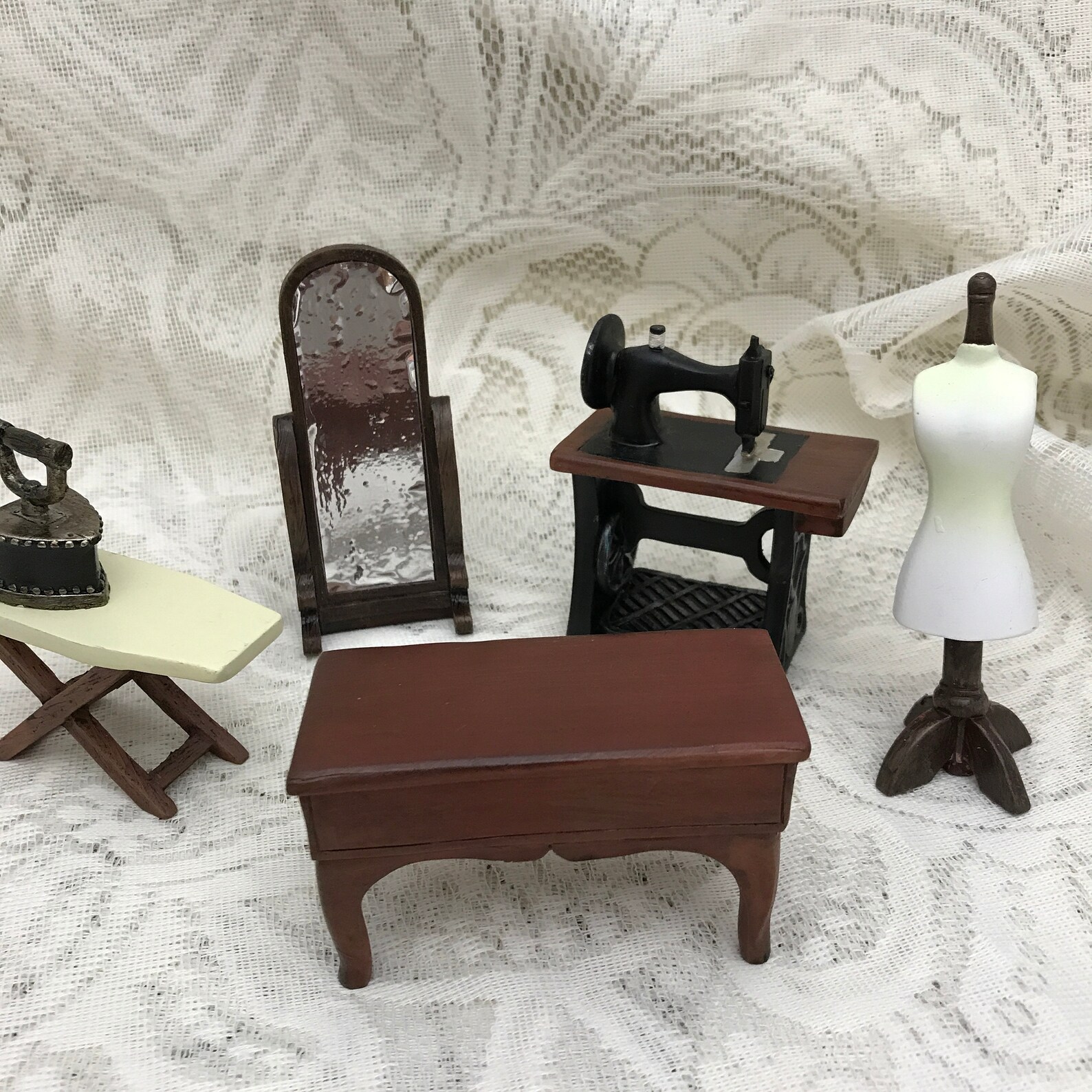 Dollhouse Vintage Furniture Complete Dollhouse Sewing Room Etsy