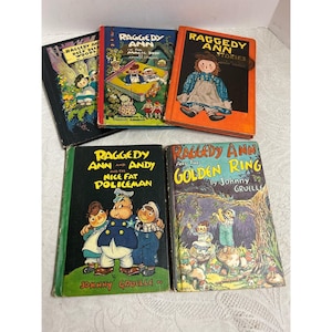 Vintage Rtagdy Ann & Andy Bücher Lot von 5 Johnny Gruelle Sammlerstück, gebeizt