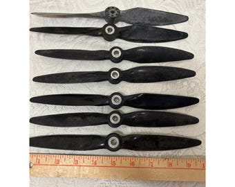 Vintage SNAFU 75 Model Airplane Propellers Lot of 7 Black 10 Inch Aviation #8