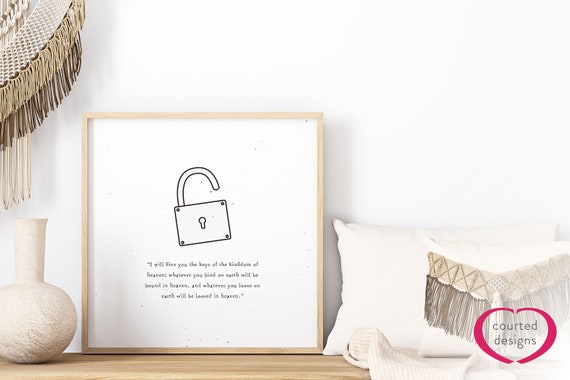 Digital Download: Matthew 16 Bible Verse Print, I Will Give You the Keys to the Kingdom of Heaven, Home Decor, Art Prints, Christian Print
