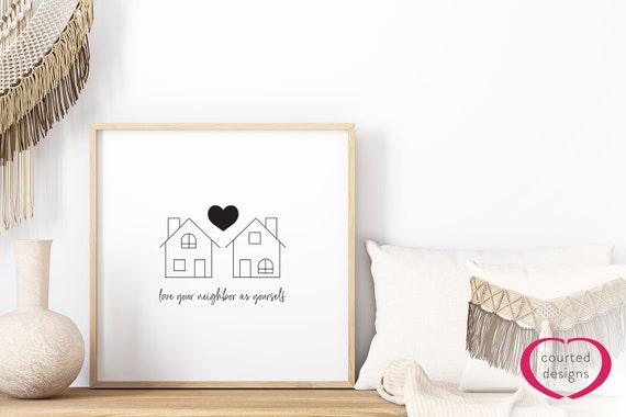 Digital Download: Galatians 5 - Love Your Neighbor Bible Verse Print, Scripture Art, Home Decor, Bible Verse Print, Christian Art