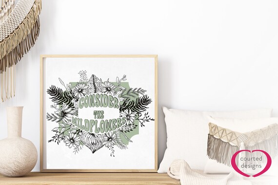 Digital Download: Luke 12 Bible Print, Consider the Wildflowers, Home Decor, Scripture Art, Wall Art, Christian Prints, Gallery Wall