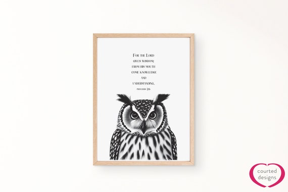Digital Download: Proverbs 2 Bible Verse Print, The LORD Gives Wisdom, Knowledge and Understanding, Wall Art, Christian Print, Home Decor