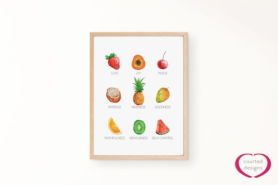 Digital Download: Fruit of the Spirit Verse Print, Love, Joy, Peace, Patience, Kindness, Goodness, Faithfulness, Gentleness, Self-Control