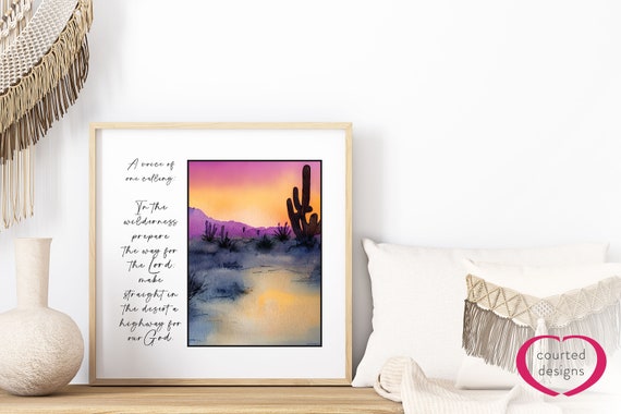 Digital Download: Isaiah 40, Wilderness Bible Print, Home Decor, Scripture Art, Wall Art, Christian Print, Watercolor Print, Digital Art