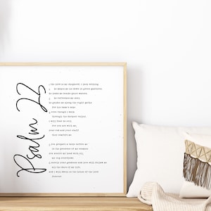 Digital Download: Psalm 23 Bible Verse Print, Lord is My Shepherd, Lie Down in Green Pastures, Will Fear No Evil, Scripture Art, Home Decor