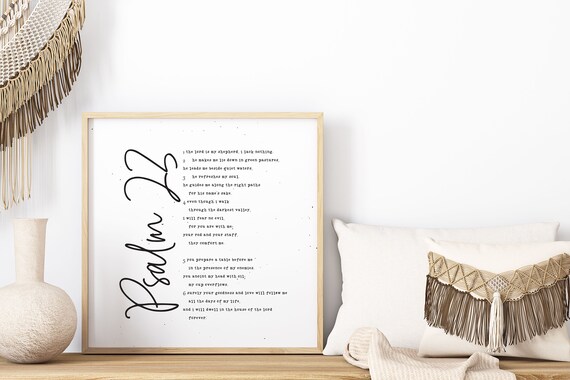 Digital Download: Psalm 23 Bible Verse Print, Lord is My Shepherd, Lie Down in Green Pastures, Will Fear No Evil, Scripture Art, Home Decor