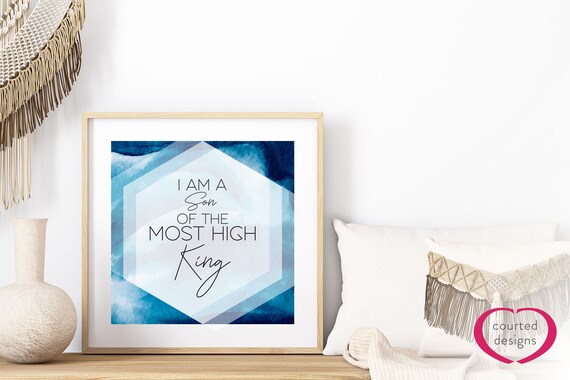 Digital Download: I am a Son of the Most High King, Bible Print, Home Decor, Scripture Art, Wall Art, Christian Print, Boys Room, Kids Decor