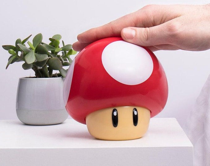 Red Mushroom 3D Lamp, Super Mario Bros 3D Mini Light, Nintendo Home Decor Audio Lamp, Gaming Room Light