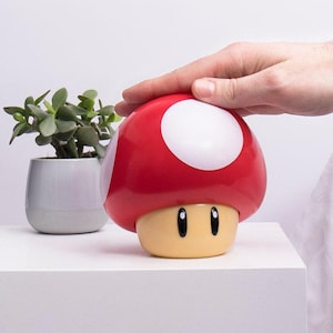 Red Mushroom 3D Lamp, Super Mario Bros 3D Mini Light, Nintendo Home Decor Audio Lamp, Gaming Room Light