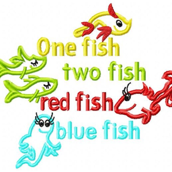 One fish Two fish Applique Design dst, exp, hus, jef, pes, sew, vip, vp3, Formats Digital INSTANT DOWNLOAD