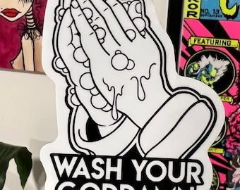 Funny Hand Washing Vinyl Sticker, Laptop Decal
