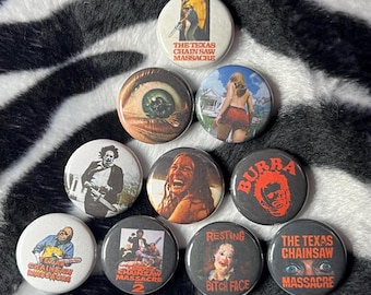 Texas chainsaw massacre 1” buttons -horror- pinback