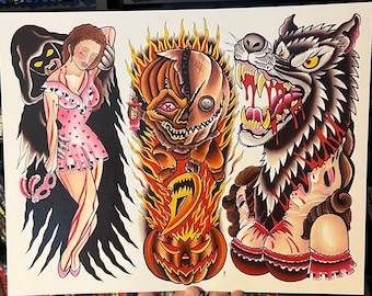 Trick R Treat #2 Tattoo Flash Art Print