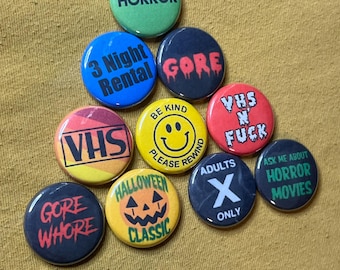 VHS Horror movie  1” buttons -horror- pinback
