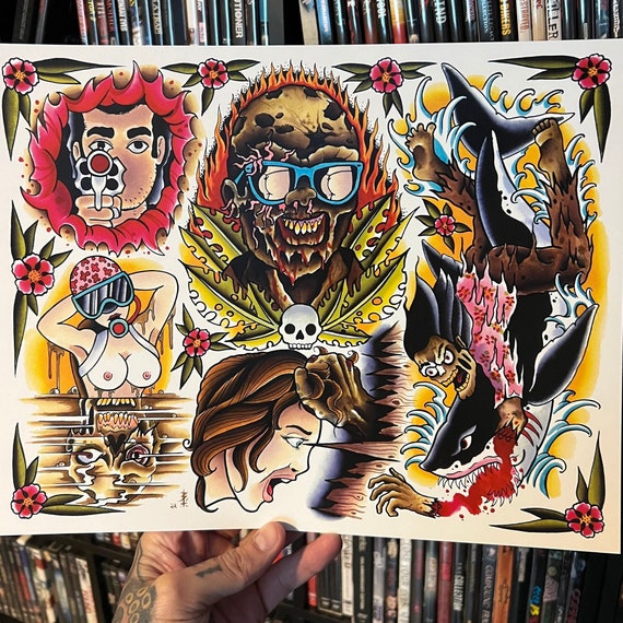 Zombie Tattoo Flash Art Print Lucio Fulci - Etsy