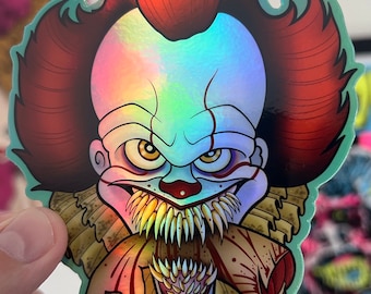 Spooky scary clown / vinyl sticker / horror sticker / slasher sticker / Tattoo sticker / holographic / car / laptop