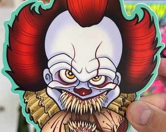 Scary Clown Vinyl Sticker: Horror Slasher Tattoo Art