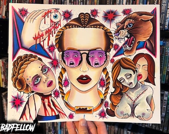 Neon Demon Tattoo Flash Art Print