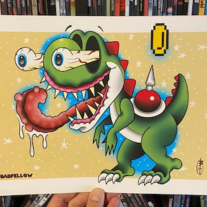 Yoshi rat fink Mario Smash Brothers Art Print