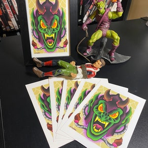 Green Goblin Spider-Man villain mini 4x6 tattoo art flash print