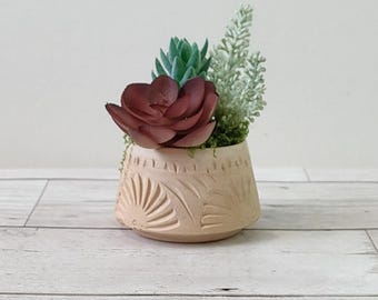 Artificial mixed succulent plant  - no watering, low maintenance house plant