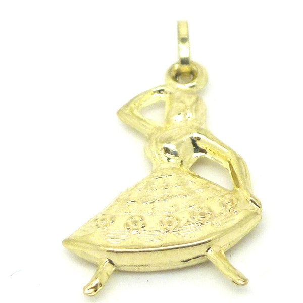 Pendentif danseuse de flamenco en or jaune 9 carats 972