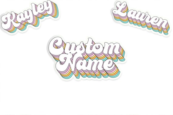 Retro Name sticker, Custom waterproof sticker, vinyl stickers, Personalized name Sticker for laptop, planner stickers, water bottle sticker Il_570xn