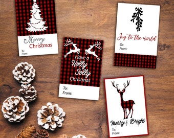 Buffalo Plaid christmas gift tag, Holiday Gift tag, Holiday xmas card, Instant Download christmas tag, Holiday Gift, Holiday Tag