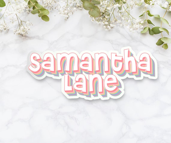 Custom Name sticker, colorful waterproof sticker, fun Vinyl Sticker name, decal for watercolor, Sticker for laptop, planner stickers Il_570xn