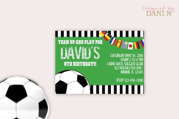 Soccer Party Invito Invito Compleanno Calcio Festa Di Etsy