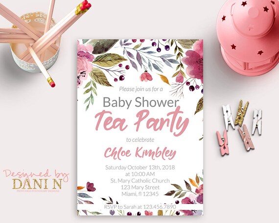 tea for two baby shower invitations