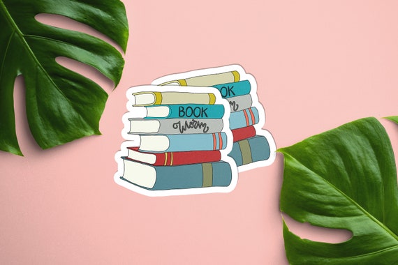 Book worm stickers, book lover waterproof sticker, coffee mug sticker, sticker for books lovers, Sticker for laptop, planner stickers, bujo Il_570xn