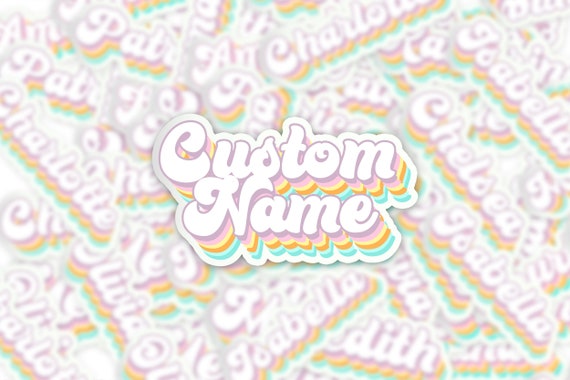 Custom Name sticker, Retro waterproof sticker, vinyl name stickers, vinyl decal, custom name decal, Sticker for laptop, planner stickers Il_570xn