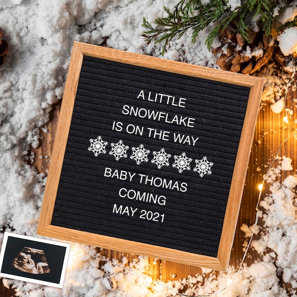 Winter Pregnancy Announcement, Social media baby announcement, Winter Digital Baby Reveal, Instagram letter board announcement, winter baby