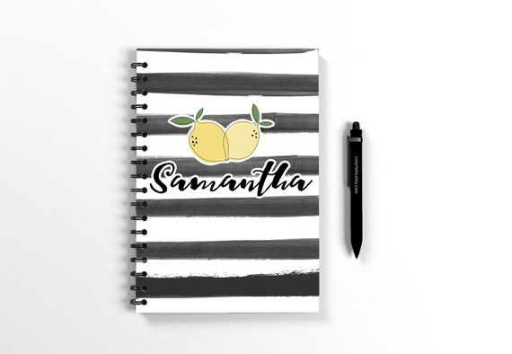 Custom Name lemon Journal, Personalized Yellow lemon sketchbook, teachers day gift, Spiral Notebook, Lined notebook, Blank sketch book Il_570xn