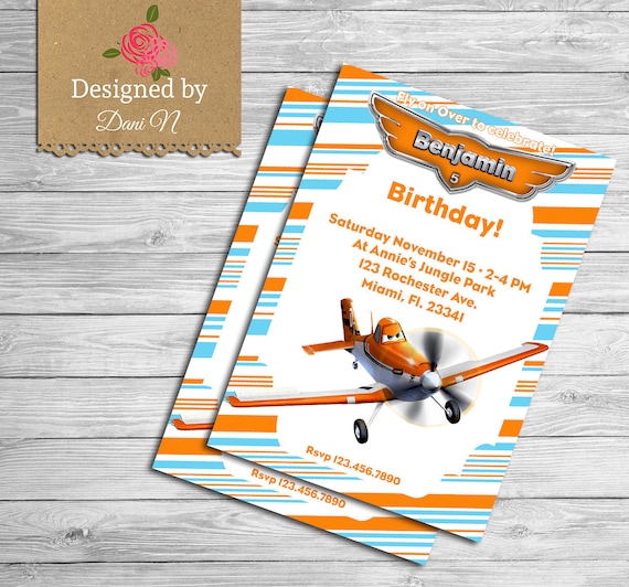 Disney Planes Birthday Invitation, Planes 2 printable invite, Dusty birthday party, orange and blue, boys birthdays, disney party Il_570xn