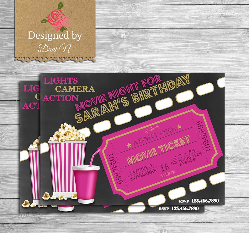 Movie Birthday Invitation Movie Night Party Invite Outdoor Etsy