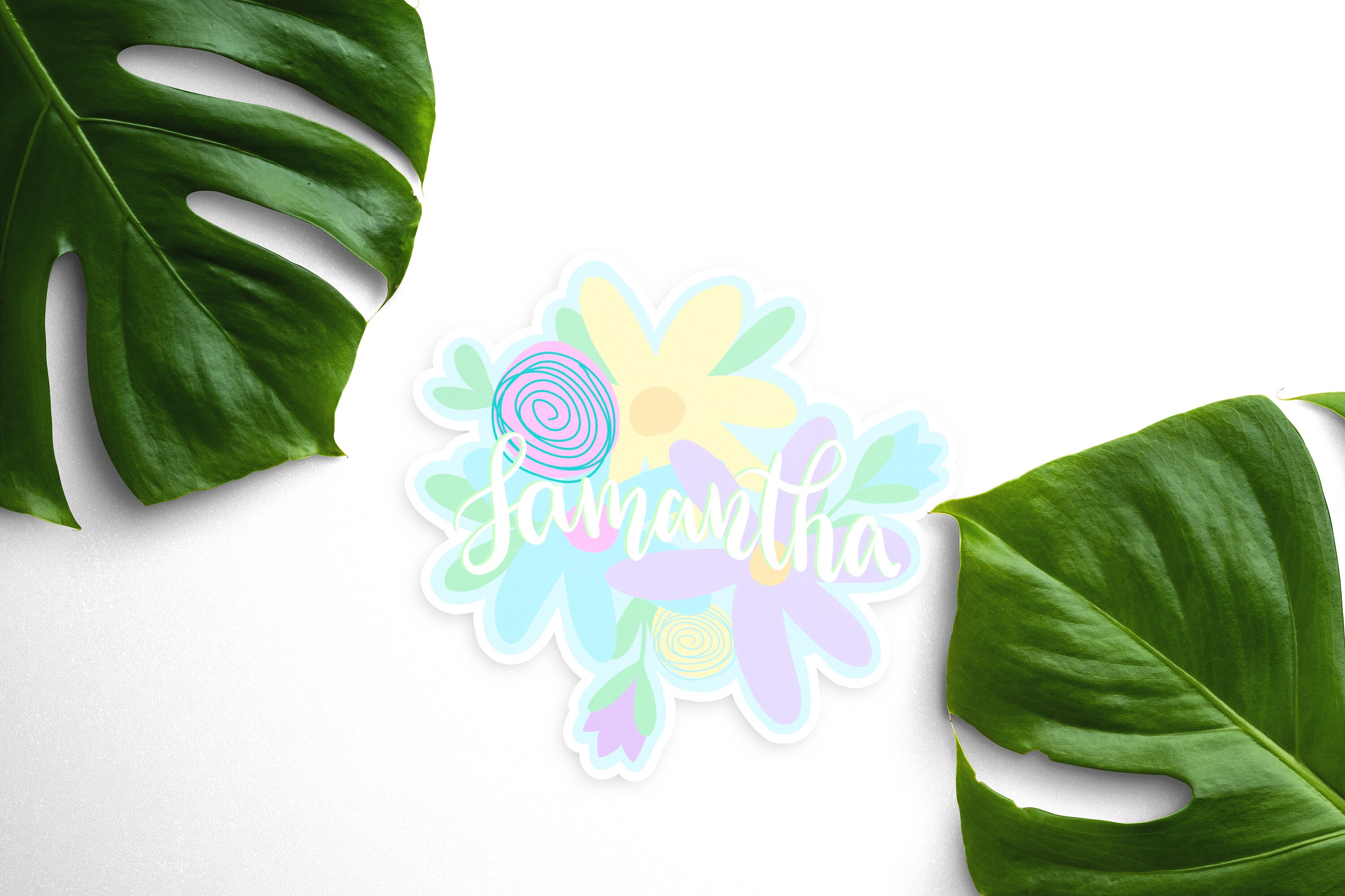 Personalized floral stickers custom name waterproof sticker Etsy