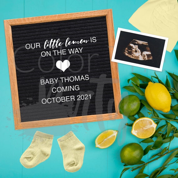 Gender Neutral baby Pregnancy Announcement, Lemon baby reveal, Social Media gender neutral reveal, gender reveal announcement Digital reveal Il_570xn