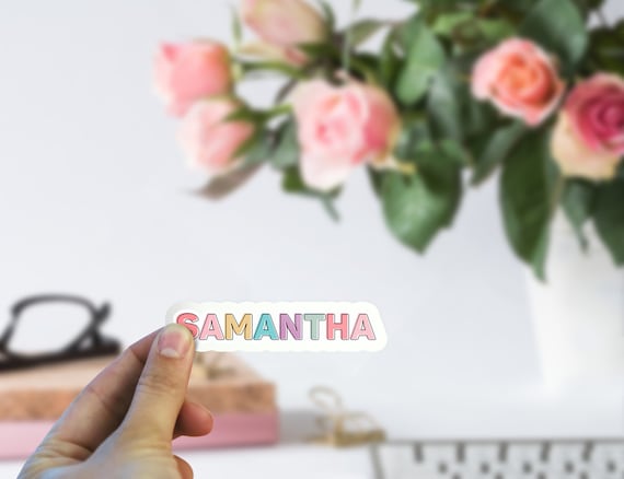 Custom Name sticker, colorful waterproof sticker, fun Vinyl Sticker name, decal for watercolor, Sticker for laptop, planner stickers Il_570xn