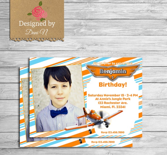 Disney Planes Birthday Invitation, Planes 2 printable invite, Dusty birthday party, orange and blue, boys birthdays, disney photo invite Il_570xn