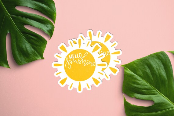 Hello Sunshine stickers, Summer waterproof sticker, sunny sticker, sticker for waterbottles, Sticker for laptop, planner stickers, bujo Il_570xn